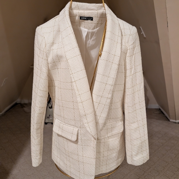 SHEIN Textured Cream Blazer, Size L, Never Worn - Picture 3 of 6